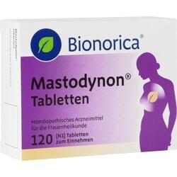 Verpackung von Mastodynon Tabletten, ein homöopathisches Mittel für Frauen.